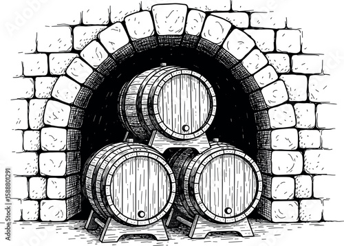 Engraving vintage wine vault