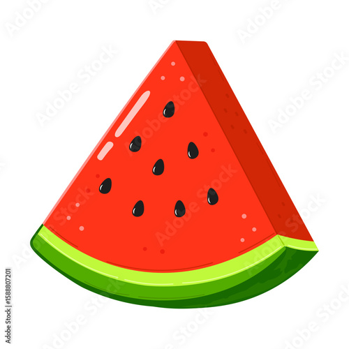 A mouthwatering slice of watermelon, perfect for a refreshing summer treat on a white background.
