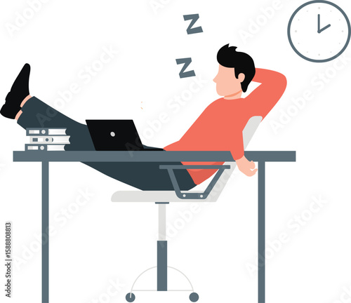 The worker is sleeping while break.