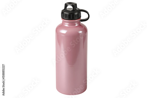 Pink water bottle isolated on transparent background