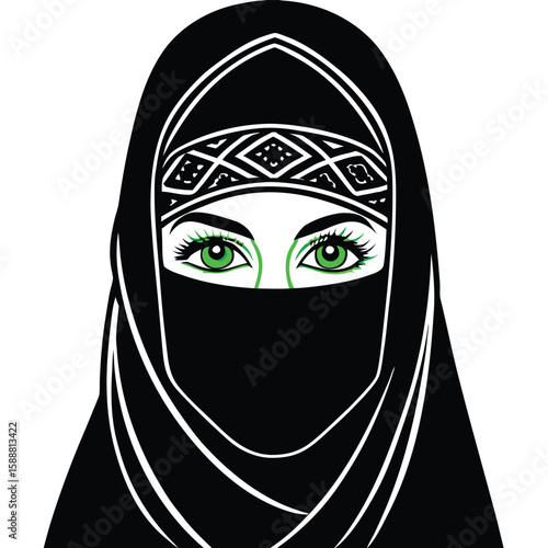 Close-up Portrait of a Woman Wearing a Niqab
