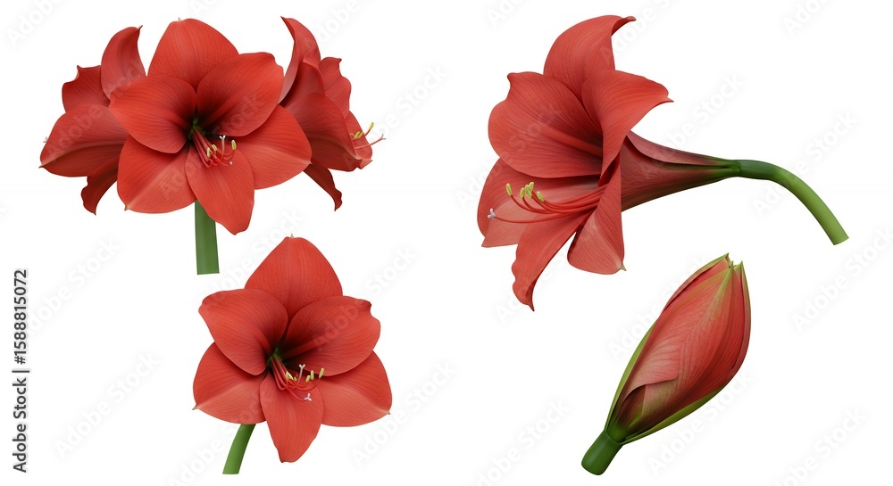 Obraz premium Red amaryllis flowers closeup