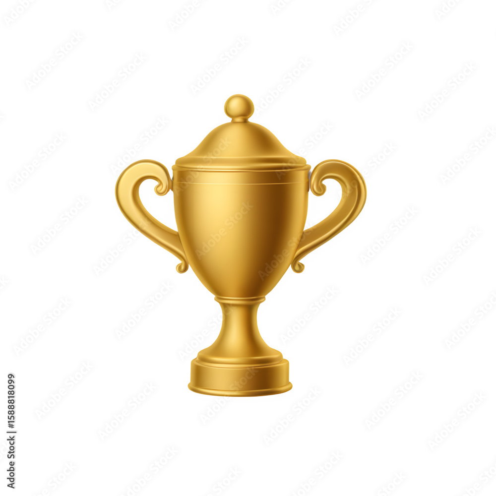 Fototapeta premium 3D Golden Trophy Cup Icon, Symbol of Winner, Success, and Achievement, AI Generated