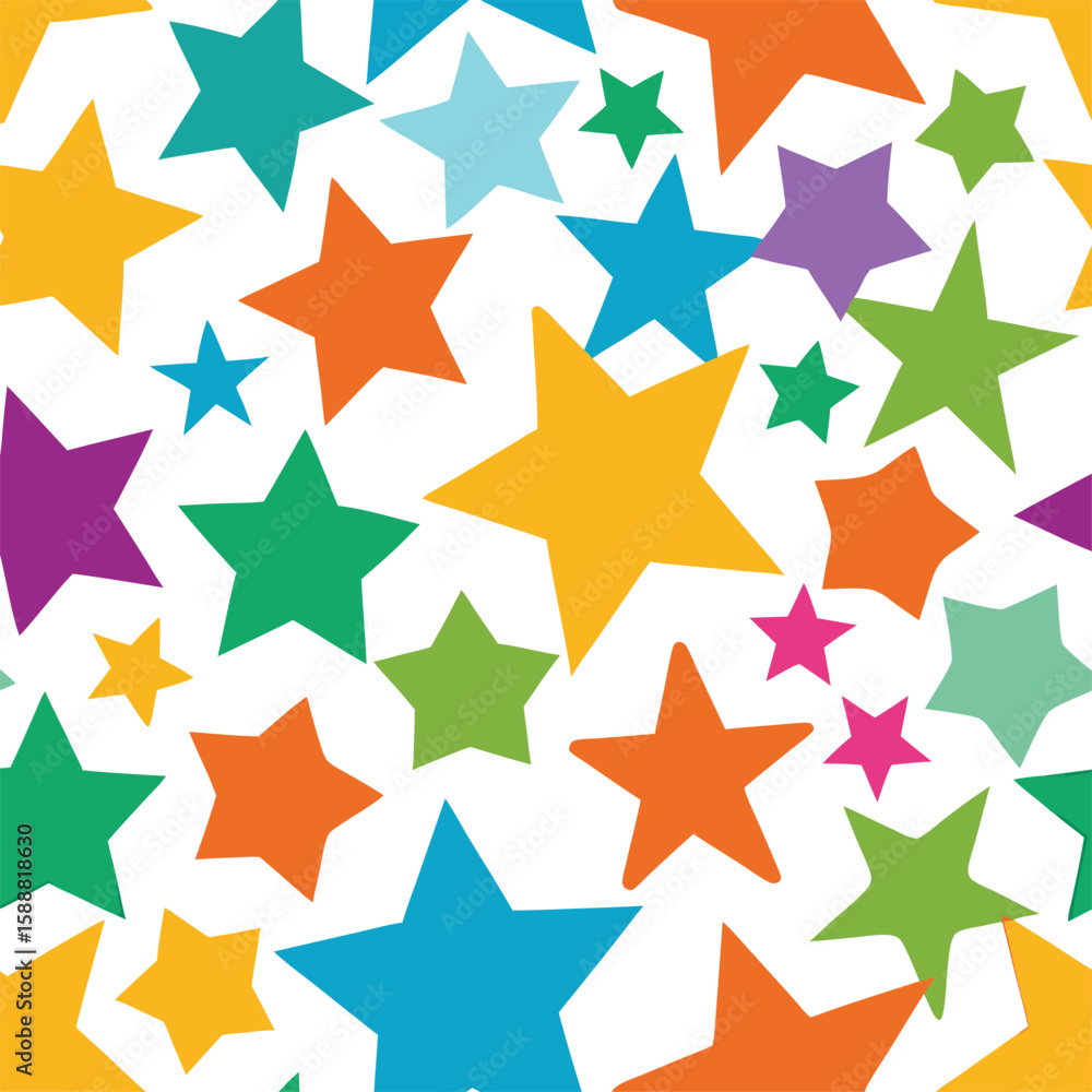 Colorful Seamless Pattern of Random Star Shapes Layout Colorful Seamless Pattern of Random Star Shapes Layout