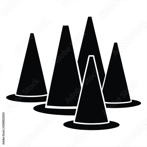 Agility cones training silhouette vector art illustration