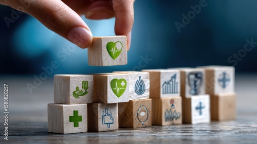 A hand is holding a block with a heart on it