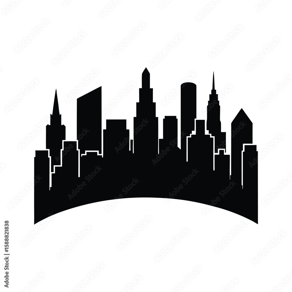 Naklejka premium City skyline silhouette vector art illustration