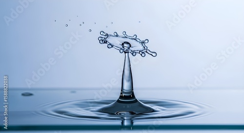 Water Drop Collision Captured in High-Speed Photography with Clean Splash Effect