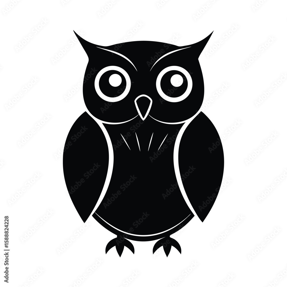 Fototapeta premium Owl bird icon silhouette vector art illustration