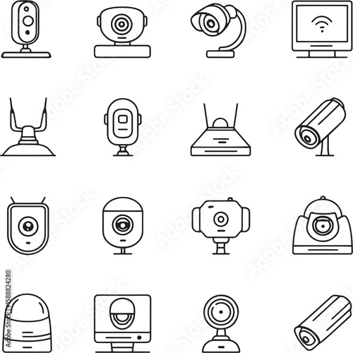 Minimalist Indoor Surveillance Camera Line Drawing