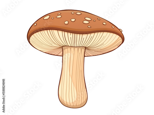 Vector of a realistic mushroom with brown cap and white stem, ideal for food, cooking, or nature themes. Generative AI