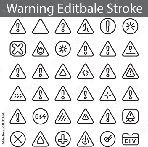 Editable Warning Sign Icons 30 High-Quality Vector Symbols for Design Projects