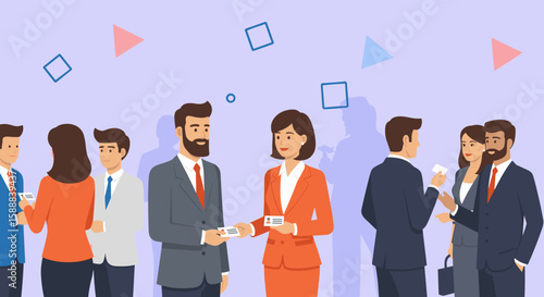 Business People Exchanging Business Cards Networking Concept