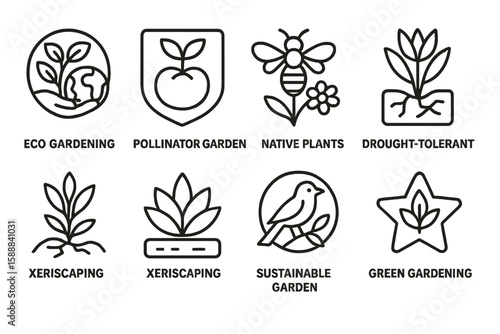 Gardening, environment outline icon set. eco, sustainable icons collection