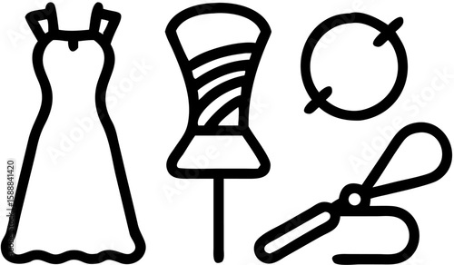 Modern Flat Vector Icons of Sewing Tools – Creative Needlework Set

