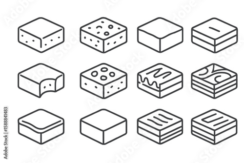 Bakery, pastry flat icon set. dessert, confectionery baking icons flat collection