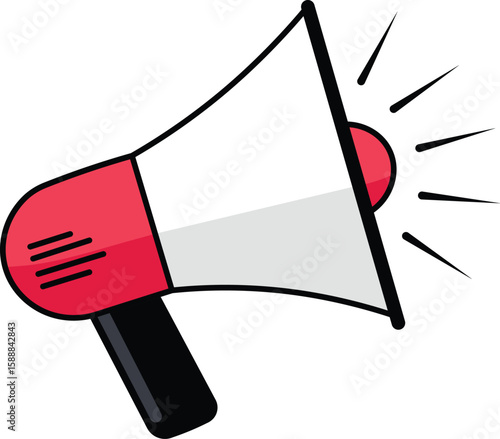 Illustrated loudspeaker announcing information for marketing or promotion purposes