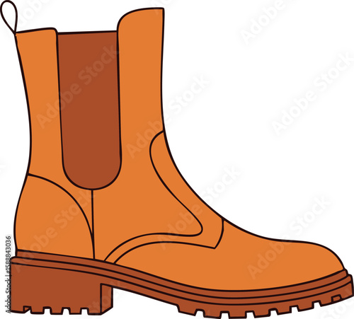 Illustration of a pair of brown leather boots isolated on white background footwear fashion style winter autumn boots pair
