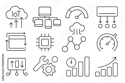 Iot, technology outline icon set. network, data, innovation icons linear collection