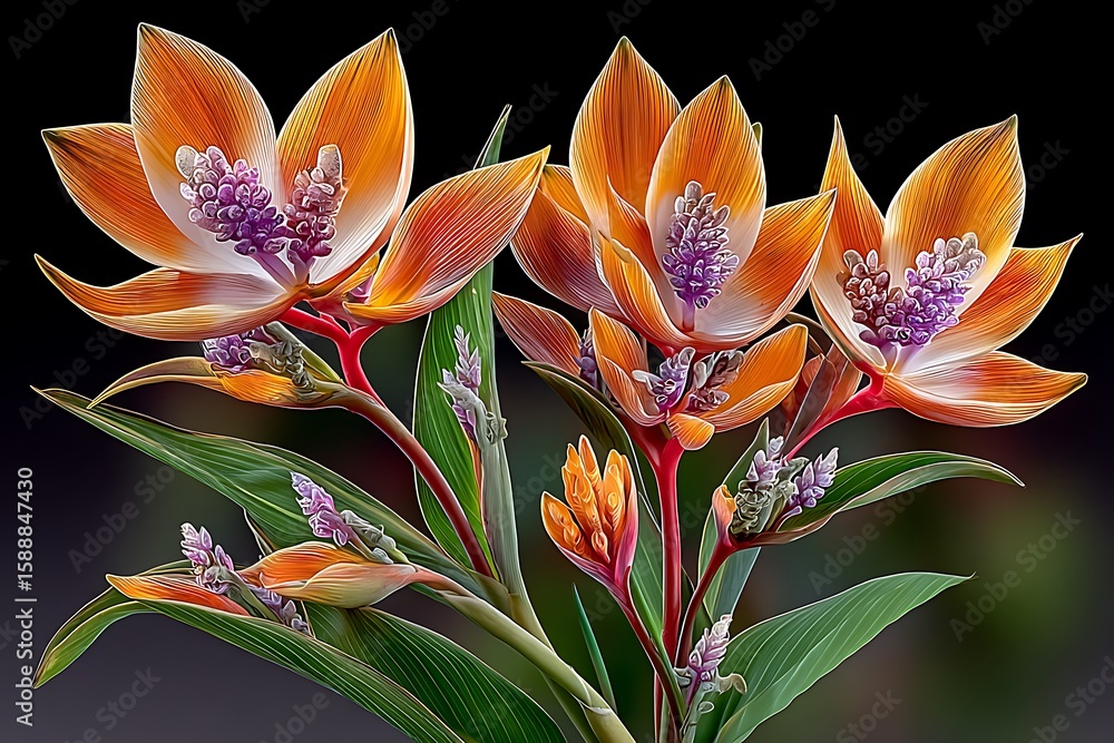 Fototapeta premium Botanical exotic flower stem cluster high resolution picture