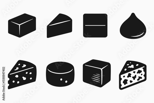 Cheese silhouette icon set. dairy, food, nutrition collection in silhouette style.