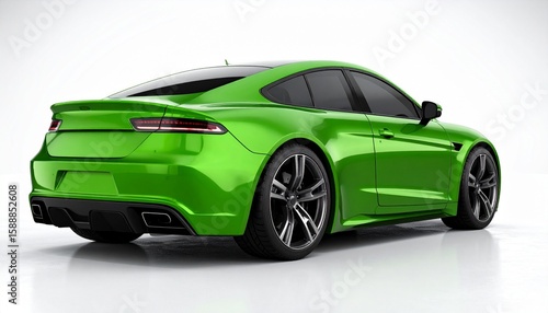 green sports car isolated on white background