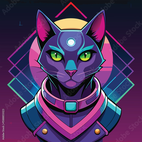 Futuristic Neon Gradient Vector of Cyber Alley Cafe