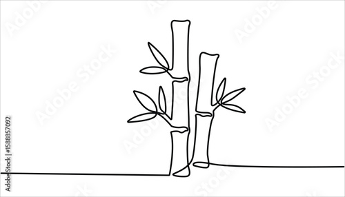 
Continuous line drawing of bamboo trees, continuous one line art of  bamboo tree. Fresh evergreen perennial flowering plant concept for plant icon. Single line draw design vector graphic illustration
