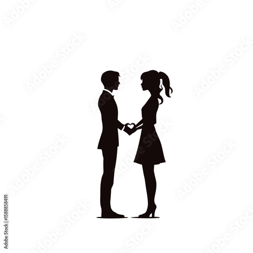 Wallpaper Mural Silhouette of a loving couple, perhaps a bride and groom, captured in a moment of dance or romance, illustrating their happiness and bond Torontodigital.ca