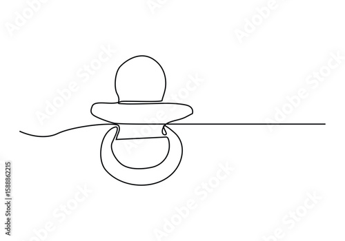 Continuous one line art of baby pacifier vector illustration.
