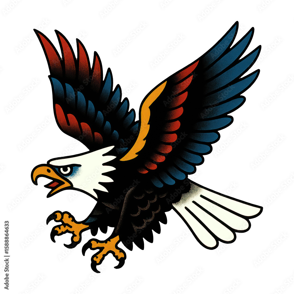 Obraz premium PNG Bold eagle tattoo design.