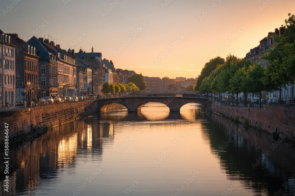 Fototapeta premium breathtaking view of european capital showcasing stunning bridges and picturesque waterfronts devoid of people