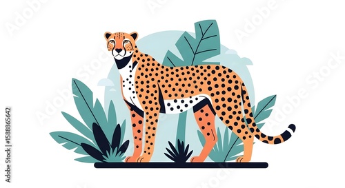 Elegant Spotted Cheetah in a Wild Environment Illustration - Conservation and Wildlife Beauty