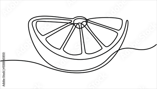 Single line lemon fruit drawing white background. Continuous single one line drawing of lemon fresh summer fruit vector illustration, single line lemon icon. Lemon fruit continuous one line drawing .