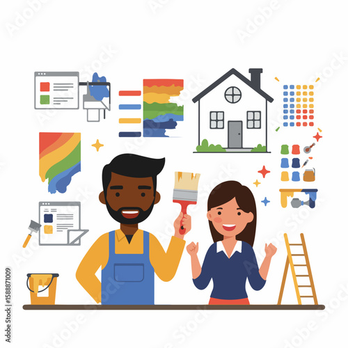 Happy painting business team ready to revitalize your home.