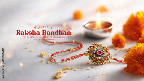 Celebration of Raksha Bandhan with Beautiful Rakhi and Festive Decorations