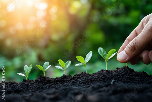 Sustainable business strategy concept. Growing sustainability by doing business with positively impacting the environment, community and society. Challenges and drive business success. ESG