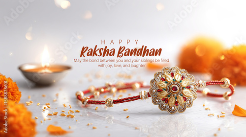 Celebration of Raksha Bandhan with Beautiful Rakhi and Festive Decorations