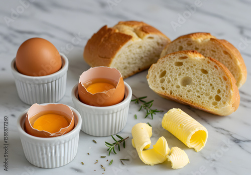 Wallpaper Mural Soft boiled eggs with bread and butter Torontodigital.ca