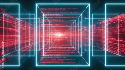 Futuristic Neon Digital Data Display on Dark Background

