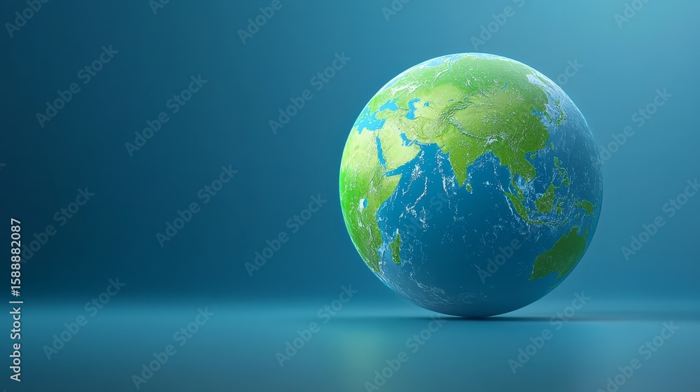 Fototapeta premium Rotating blue and green earth globe visualization of world environment conservation