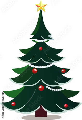 A festive Christmas tree adorned with ornaments and a star