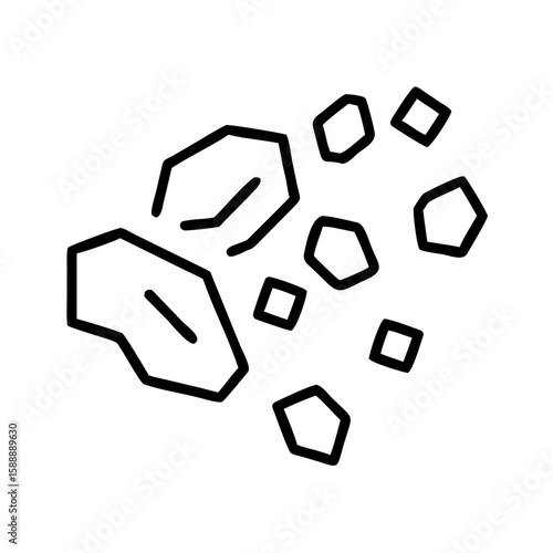 Abstract illustration of falling rocks in simple linear style  
