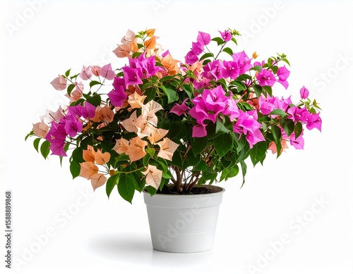 Wallpaper Mural "Artistic botanical photography: a vividly colored bougainvillea houseplant. Optimal color harmony and vibrancy against an immaculate white canvas. Fine art detail, cinematic quality, high resolution. Torontodigital.ca