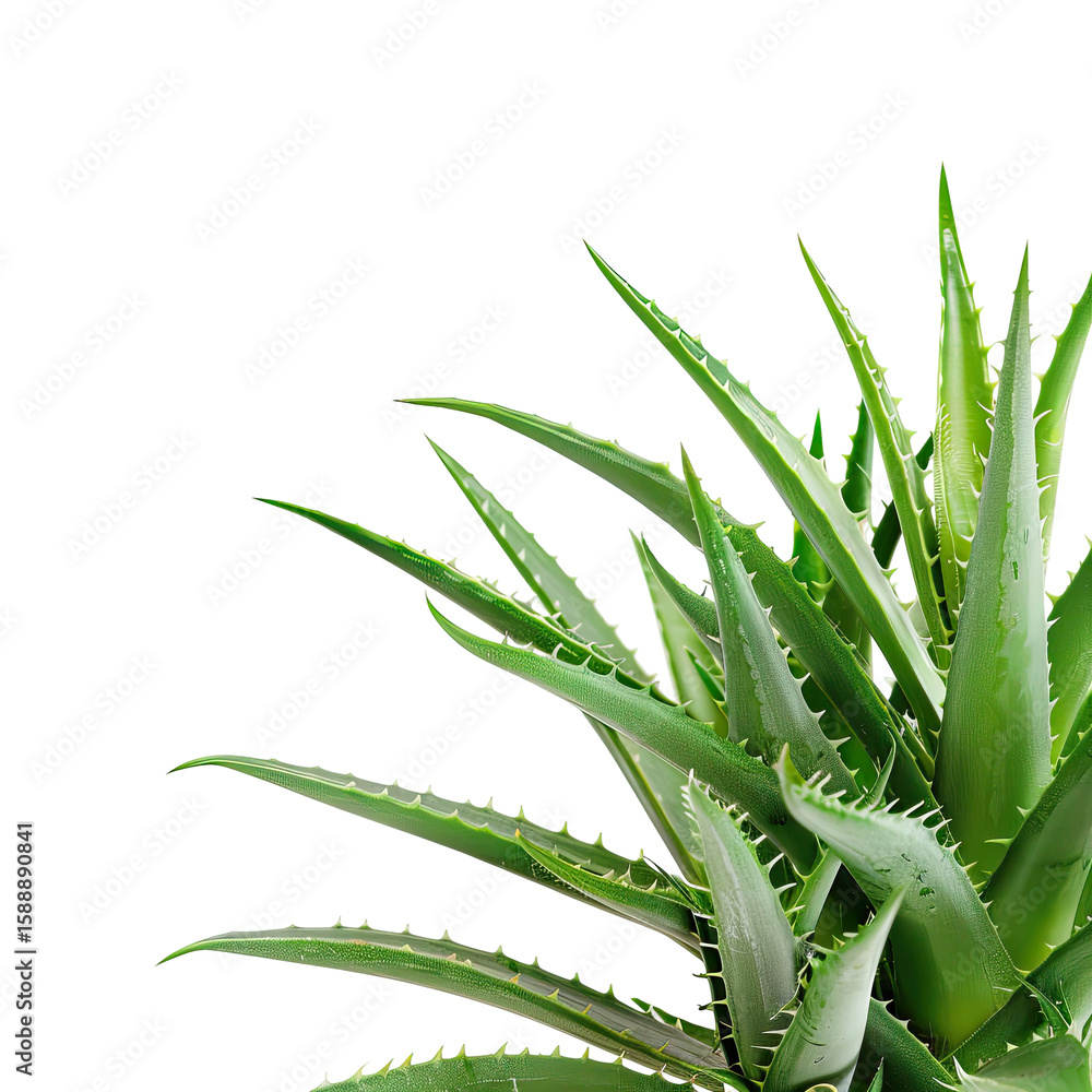 Fototapeta premium Close-up aloe vera plant, vibrant green leaves radiating outward