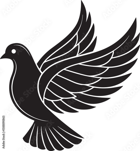 Elegant silhouette of a flying dove symbolizing peace hope freedom and faith