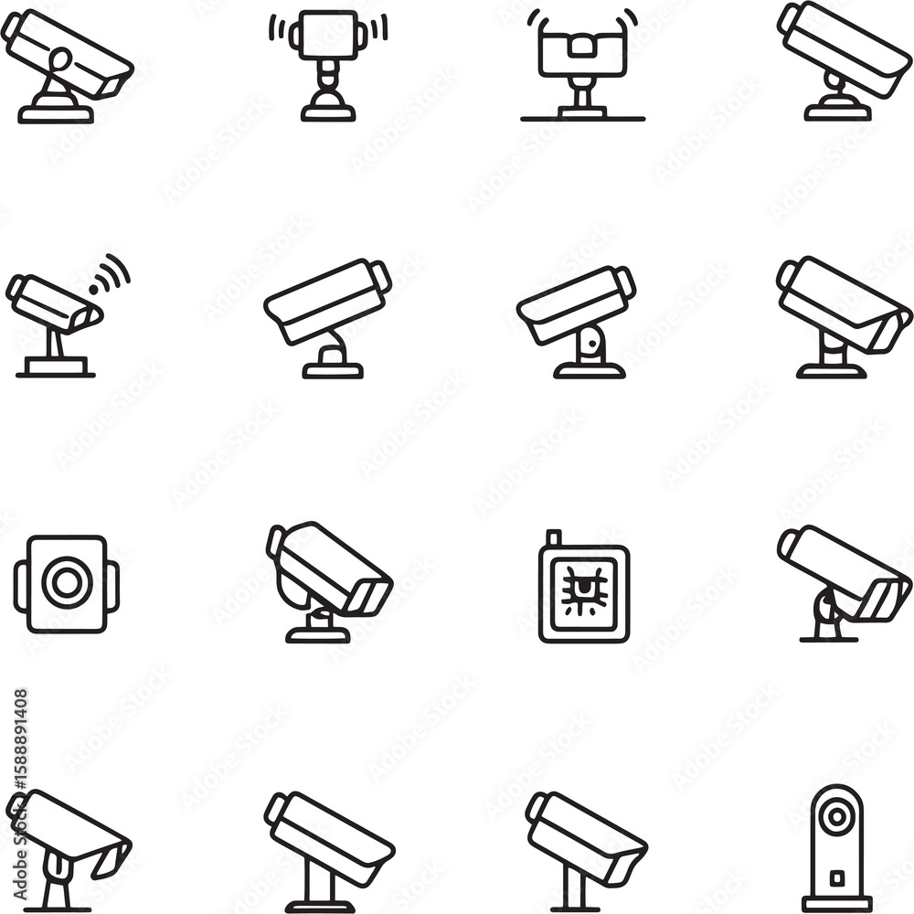 Fototapeta premium Smart Security Camera Simple Minimalist Line Art Vector