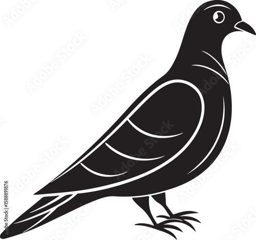 Silhouette of a pigeon bird isolated on a white background simple vector illustration