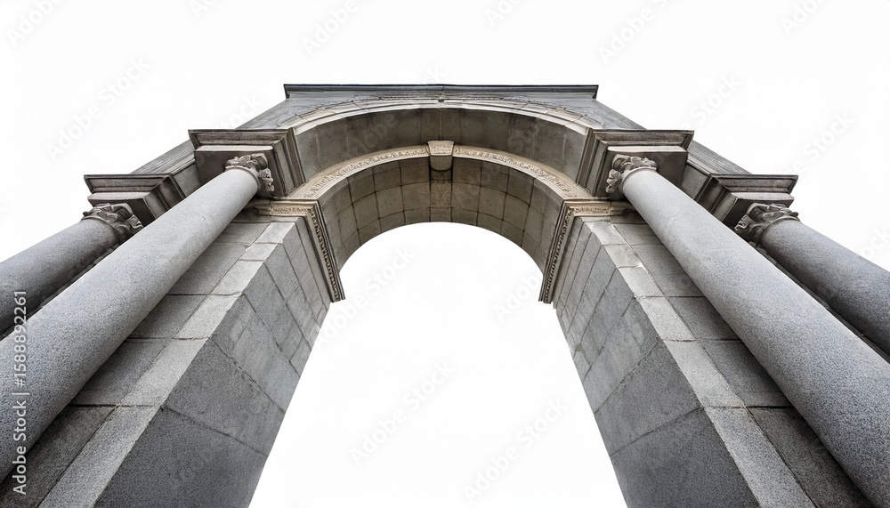 Naklejka premium grand concrete archway on white background