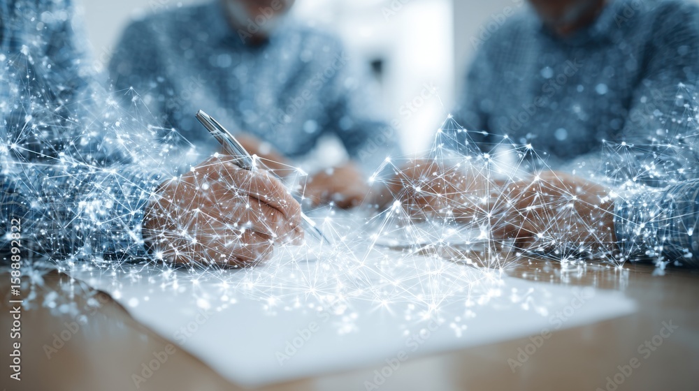 Fototapeta premium corporate business training AI artificial intelligence, Smart Management education, digital online network e-learning technology, innovation team collaboration
